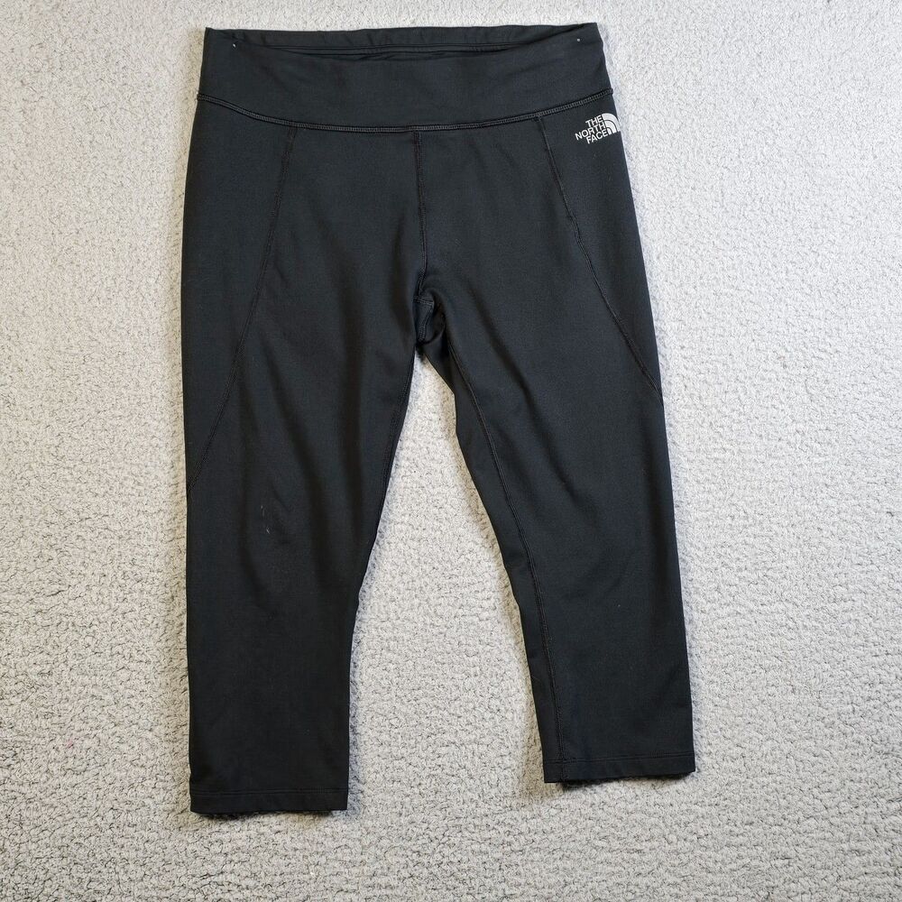 The North Face Womens Leggings M Black Capri Athletic Yoga Stretch Workout Logo